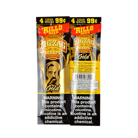 Zig Zag Rillo Size Cigar Wraps 4 for 99 Cents 15 Pouches of 4 Gold