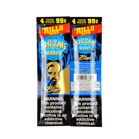 Zig Zag Rillo Size Cigar Wraps 4 for 99 Cents 15 Pouches of 4 Blue