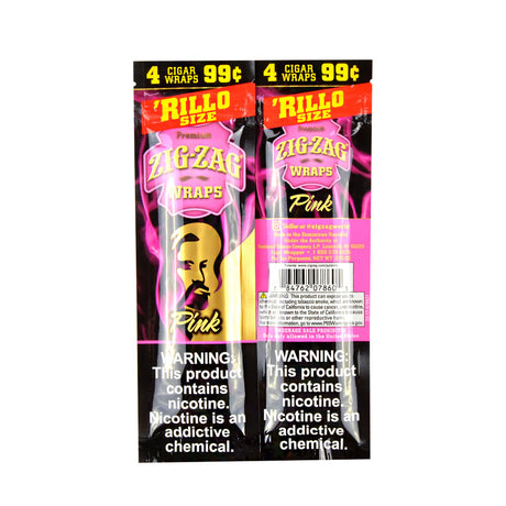 Zig Zag Rillo Size Cigar Wraps 4 for 99 Cents 15 Pouches of 4 Pink