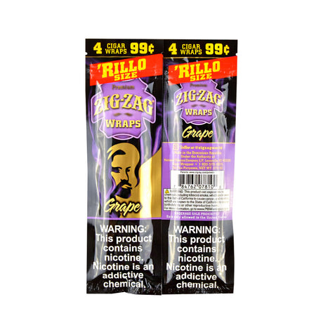 Zig Zag Rillo Size Cigar Wraps 4 for 99 Cents 15 Pouches of 4 Grape