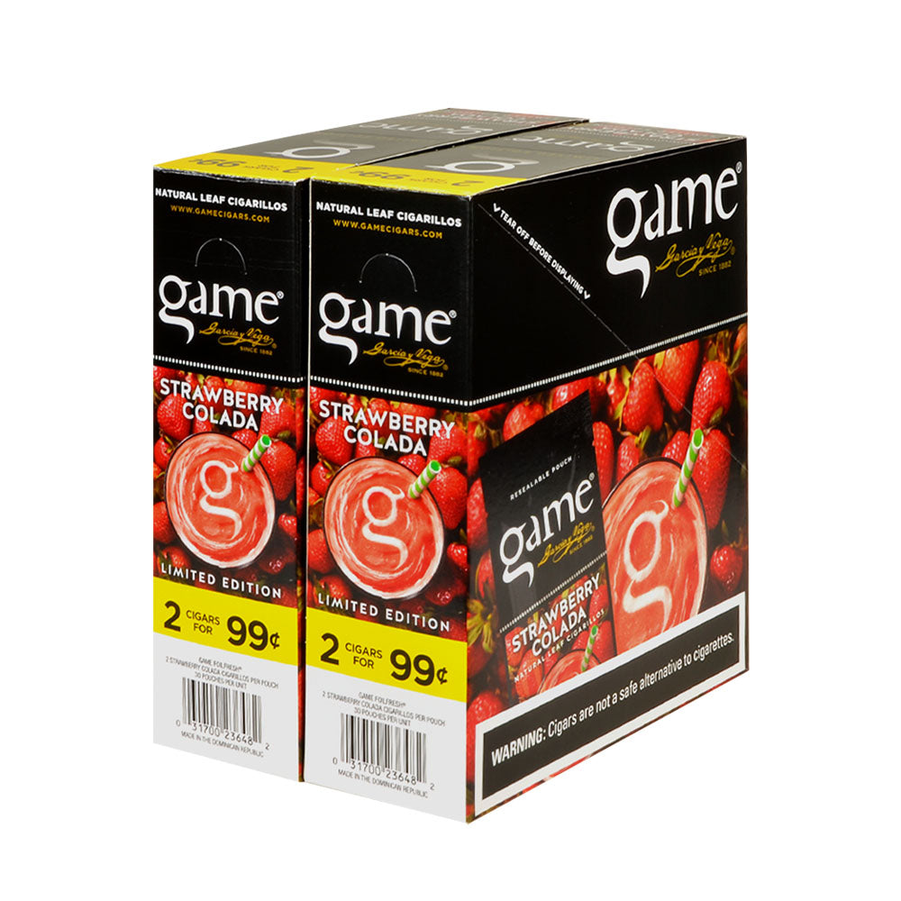 Game Vega Cigarillos Strawberry Colada Foil 2 for 99 Cents 30 Pouches of 2