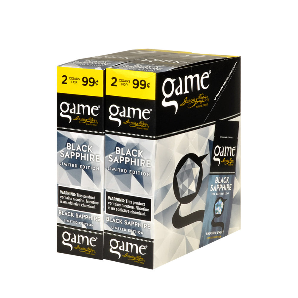 Game Vega Cigarillos Black Sapphire Foil 2 for 99 Cents 30 Pouches of 2