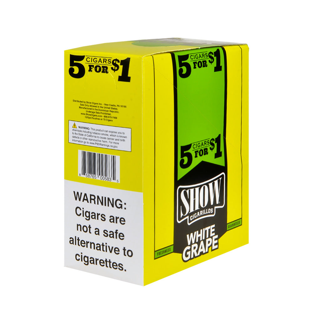 Show Cigarillos White Grape Pre Priced 15 Pouches of 5