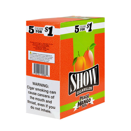 Show Cigarillos Peach Mango TaTa Pre Priced 15 Pouches of 5