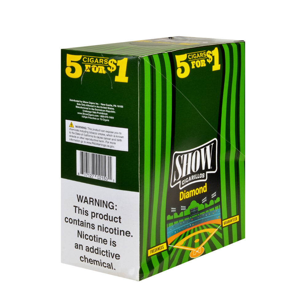 Show Cigarillos Diamond Pre Priced 15 Pouches of 5