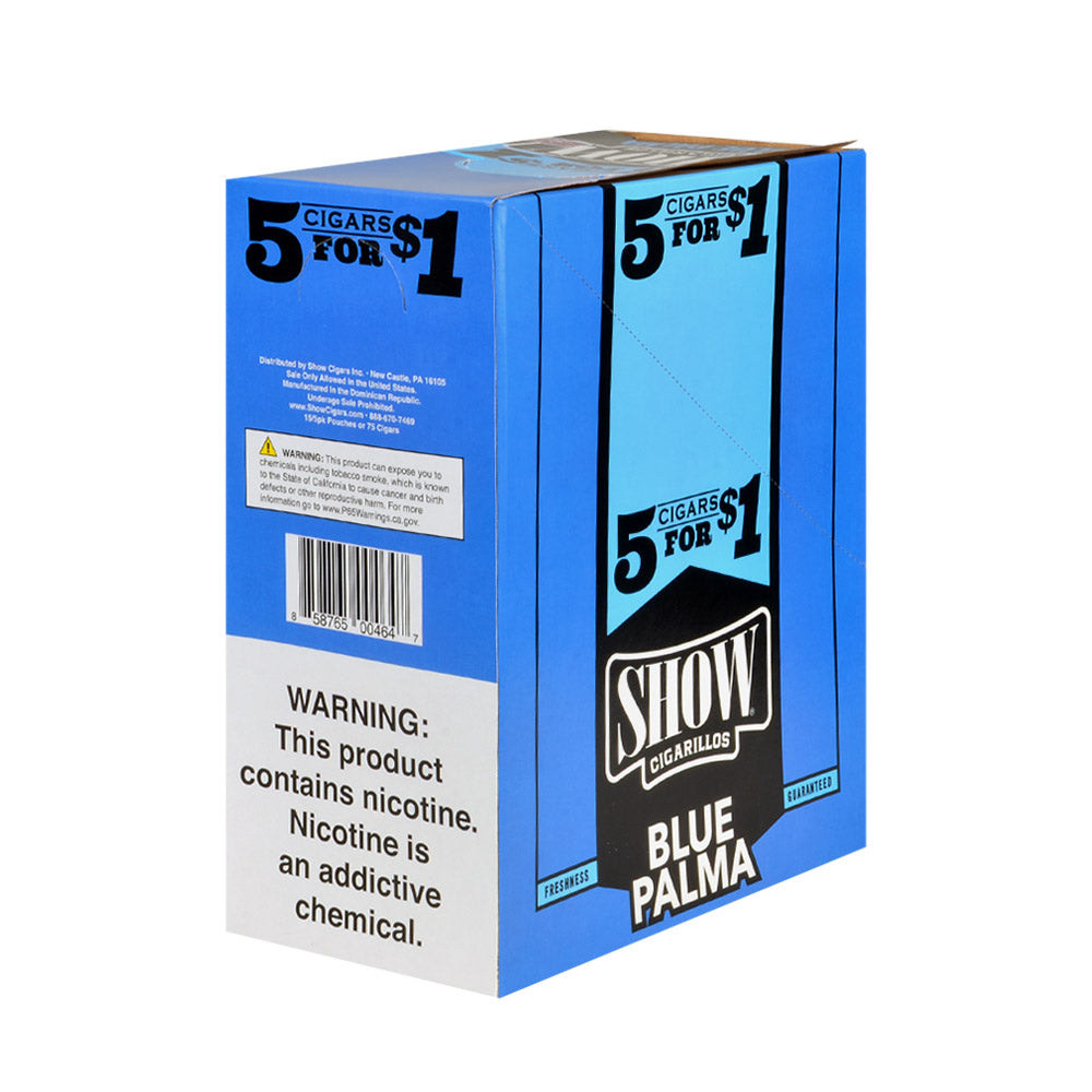 Show Cigarillos Blue Palma Pre Priced 15 Pouches of 5