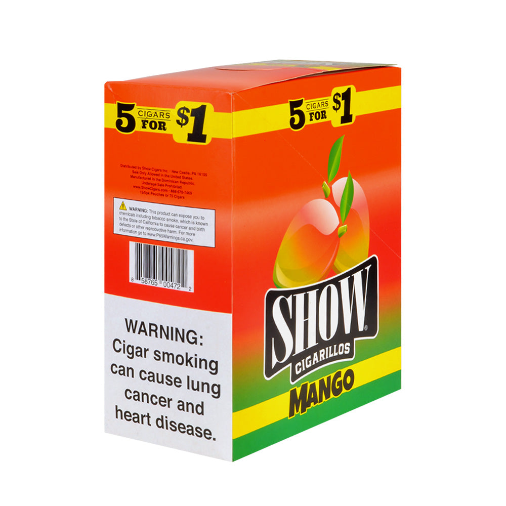 Show Cigarillos Mango Pre Priced 15 Pouches of 5