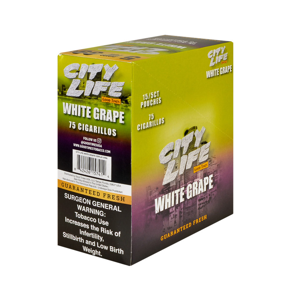 City Life Cigarillos 5 for 99 Cents White Grape 15 Packs of 5