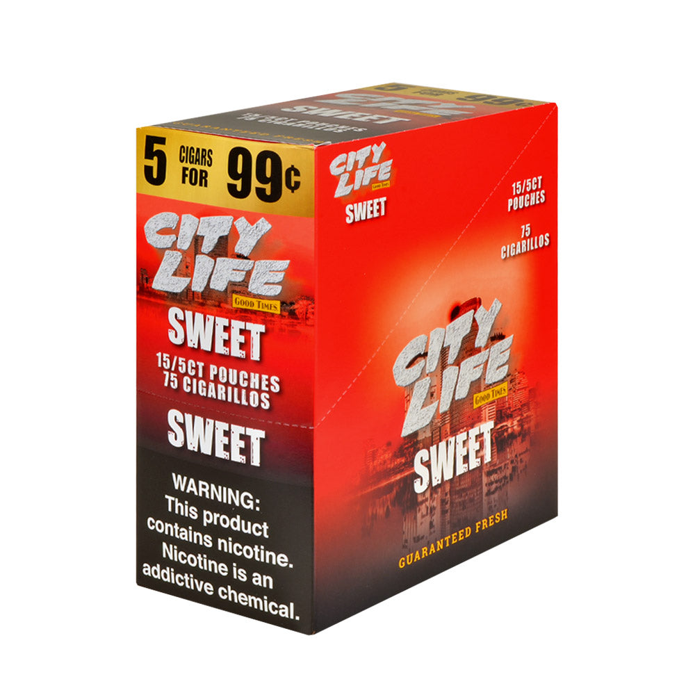 City Life Cigarillos 5 for 99 Cents Sweet 15 Packs of 5