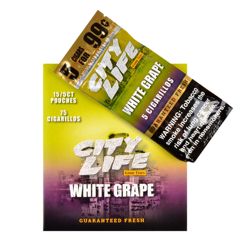 City Life Cigarillos 5 for 99 Cents White Grape 15 Packs of 5