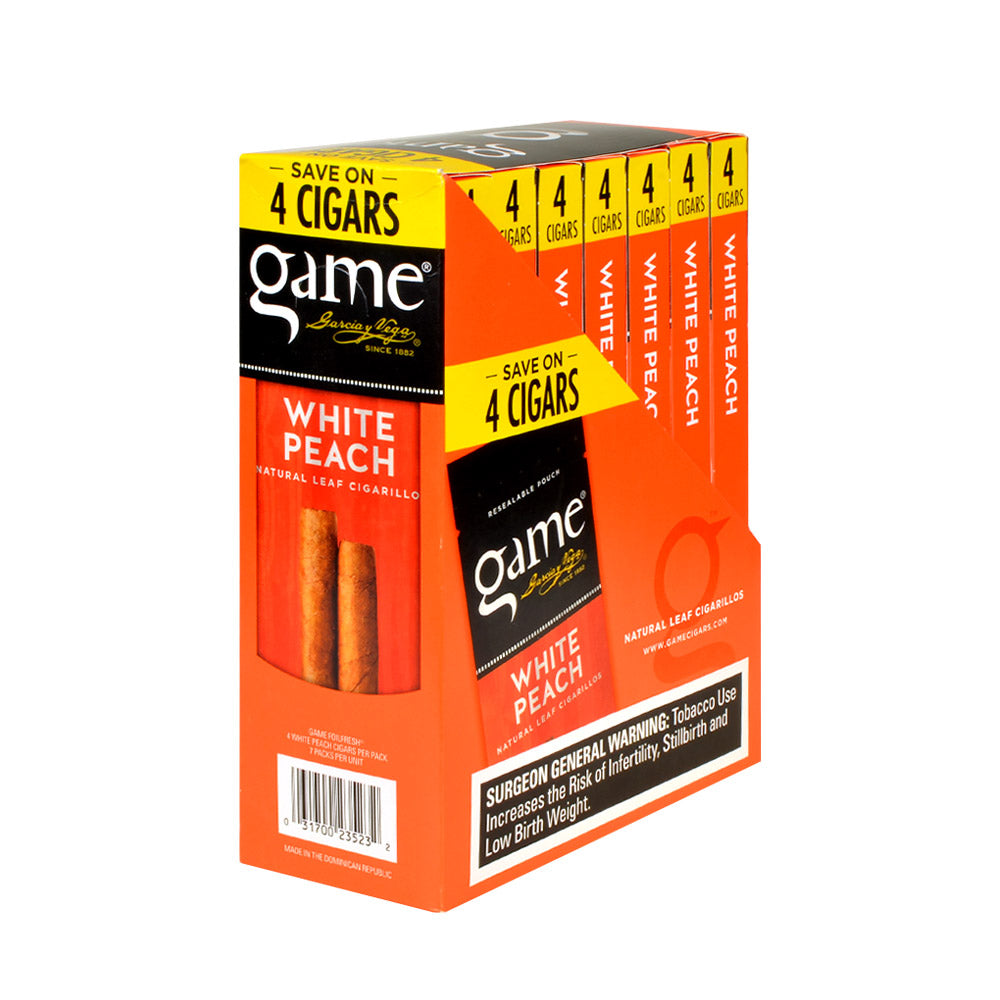 Game Vega Cigarillos 7 Packs of 4 White Peach