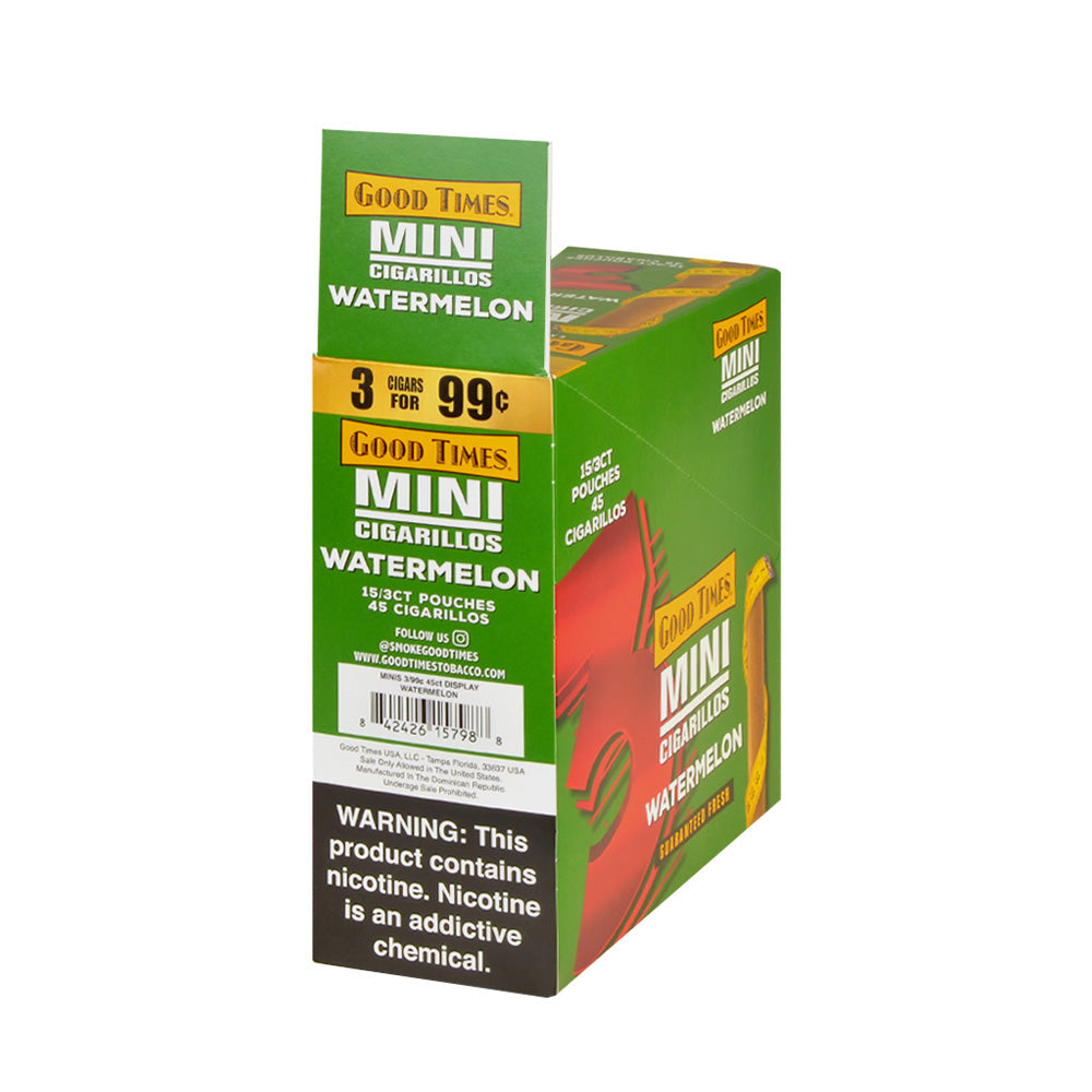 Good Times Mini Cigarillos Watermelon Pre Priced 15 Packs of 3