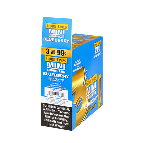Good Times Mini Cigarillos Blueberry Pre Priced 15 Packs of 3