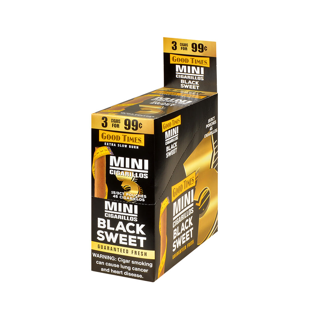 Good Times Mini Cigarillos Black Sweet Pre Priced 15 Packs of 3