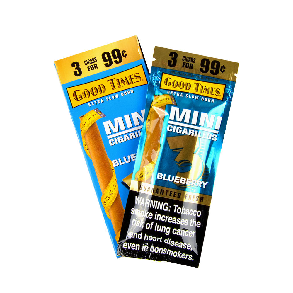 Good Times Mini Cigarillos Blueberry Pre Priced 15 Packs of 3