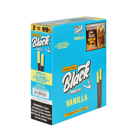Good Times Black & Smooth Tipped Cigarillos 2/99 Cents 15 Pouches of 2 Vanilla