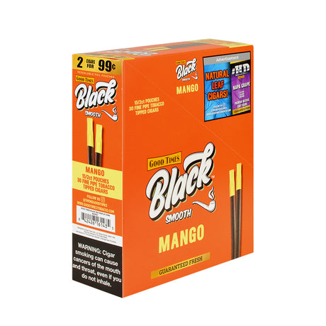 Good Times Black & Smooth Tipped Cigarillos 2/99 Cents 15 Pouches of 2 Mango