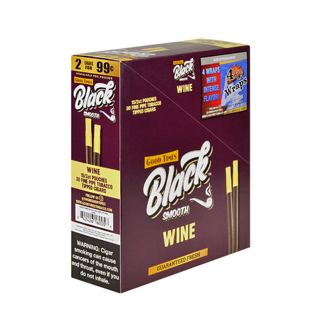 Good Times Black & Smooth Tipped Cigarillos 2/99 Cents 15 Pouches of 2 Wine