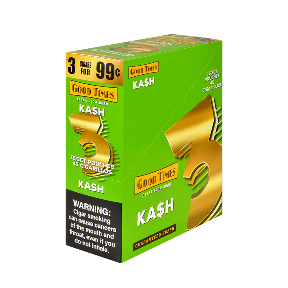 Good Times Cigarillos Kash 3 for 99 Cents Pre Priced 15 Packs of 3