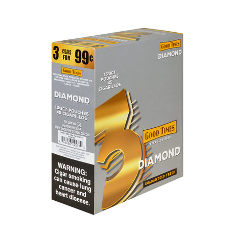 Good Times Cigarillos Diamond 3 for 99 Cents Pre Priced 15 Packs of 3