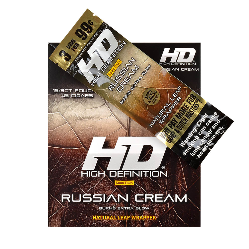 Good Times HD Cigarillos 3 For 99c Russian Cream 15 Pouches