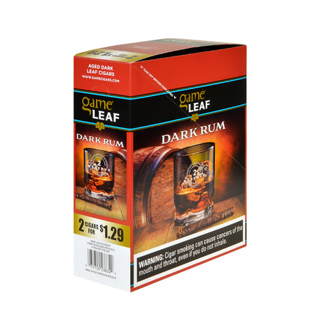 Game Leaf Dark Rum Cigarillos 2 for $1.29 Cents 15 Pouches of 2