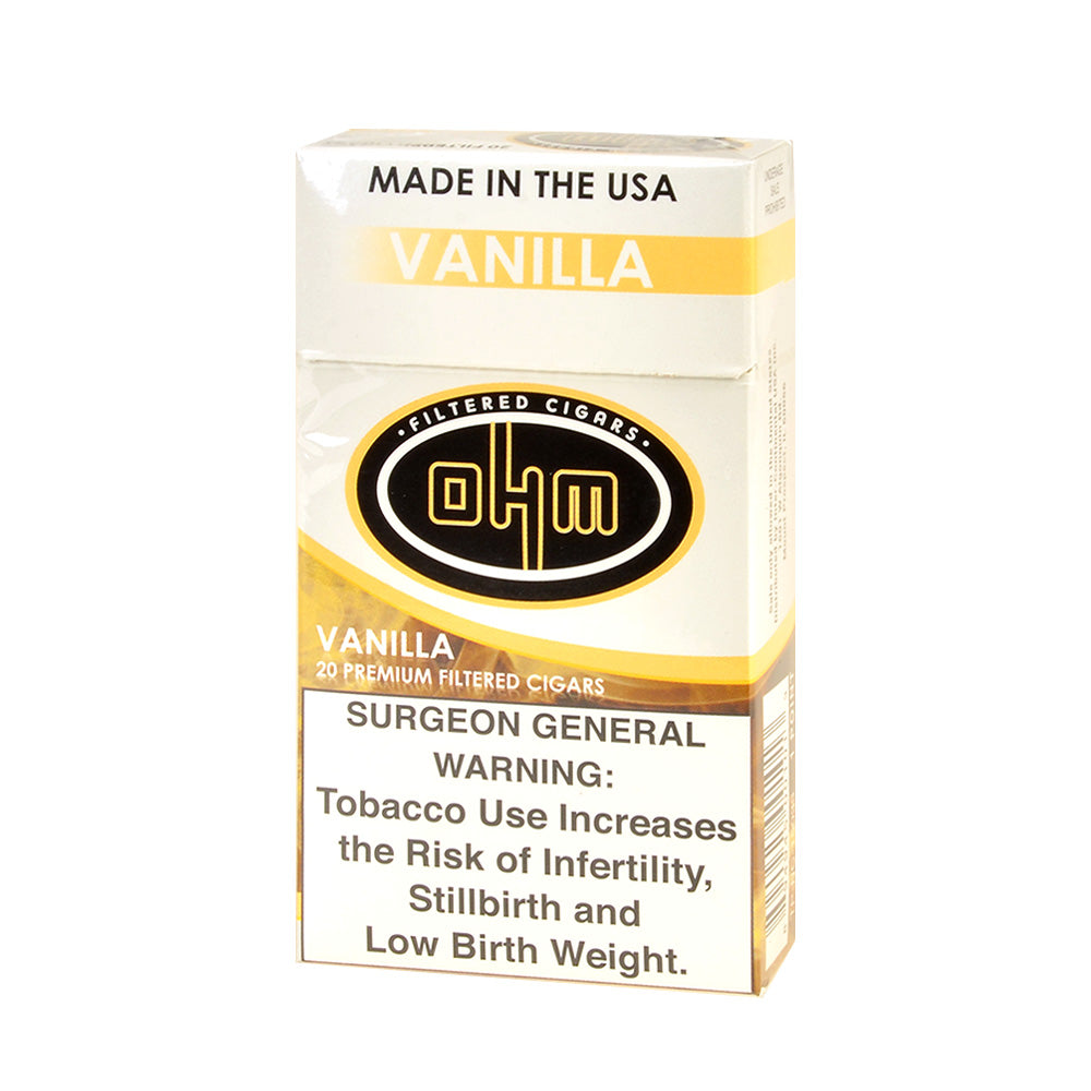 OHM Vanilla Filtered Cigars 10 Packs of 20