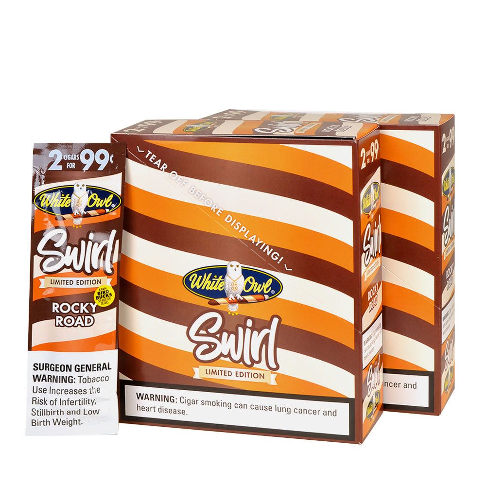 White Owl Cigarillos 99 Cent Pre Priced 30 Packs of 2 Cigars Swirl Rocky Road