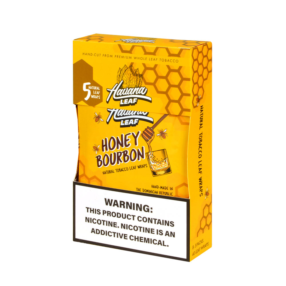 Havana Leaf Natural Tobacco Wrap, Honey Bourbon 8x5pk