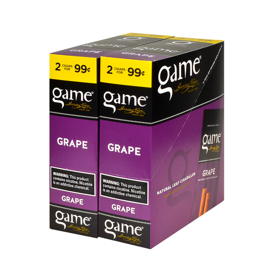 Game Vega Cigarillos Grape Foil 2 for 99¢ | 30 Pouches of 2 – Tobacco Stock