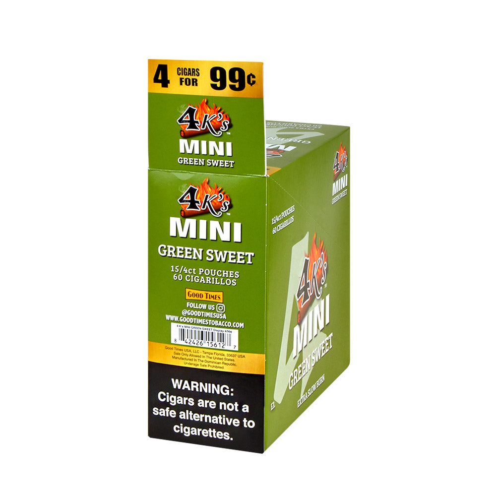 4 Kings Mini Cigarillos 4 For 99c 15 Packs of 4 Green Sweet 2