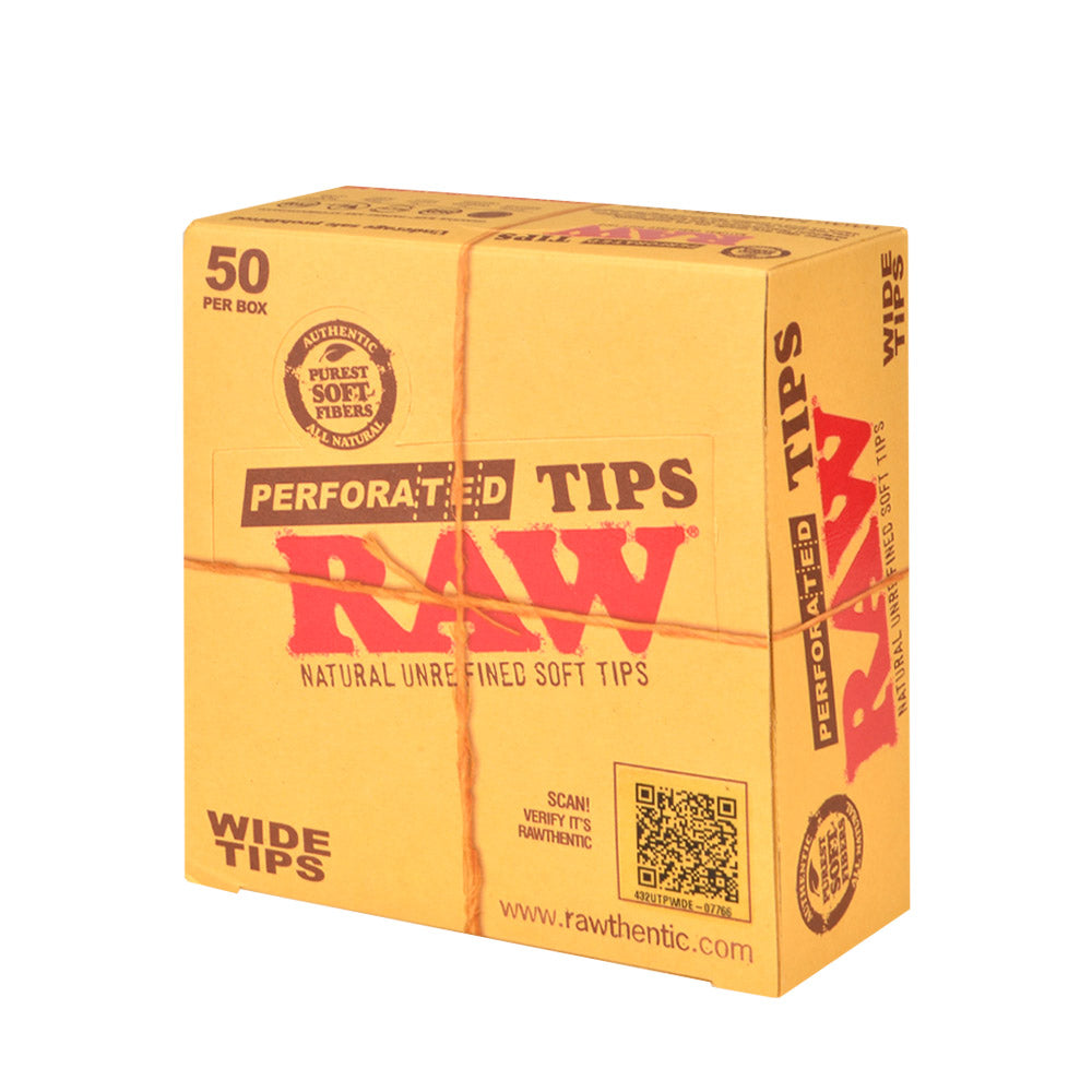 RAW Perforated Wide Tips | 50 Packs | 50 Tips Per Pack | Naturally Slow  Burning RAW Tips Made for Re-use