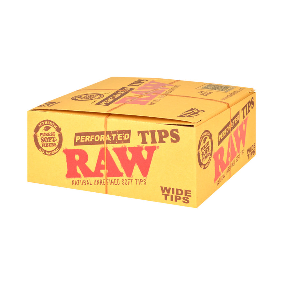 RAW Perforated Wide Tips | 50 Packs | 50 Tips Per Pack | Naturally Slow  Burning RAW Tips Made for Re-use