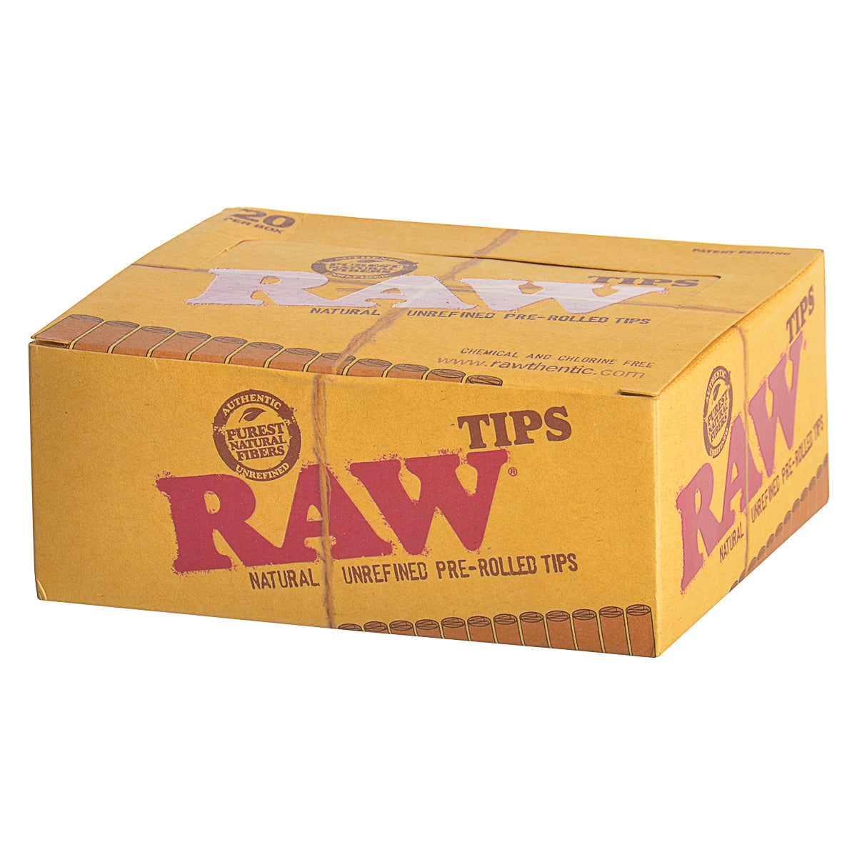 RAW Unrefined Pre Rolled Filter Tips Pack of 20 3