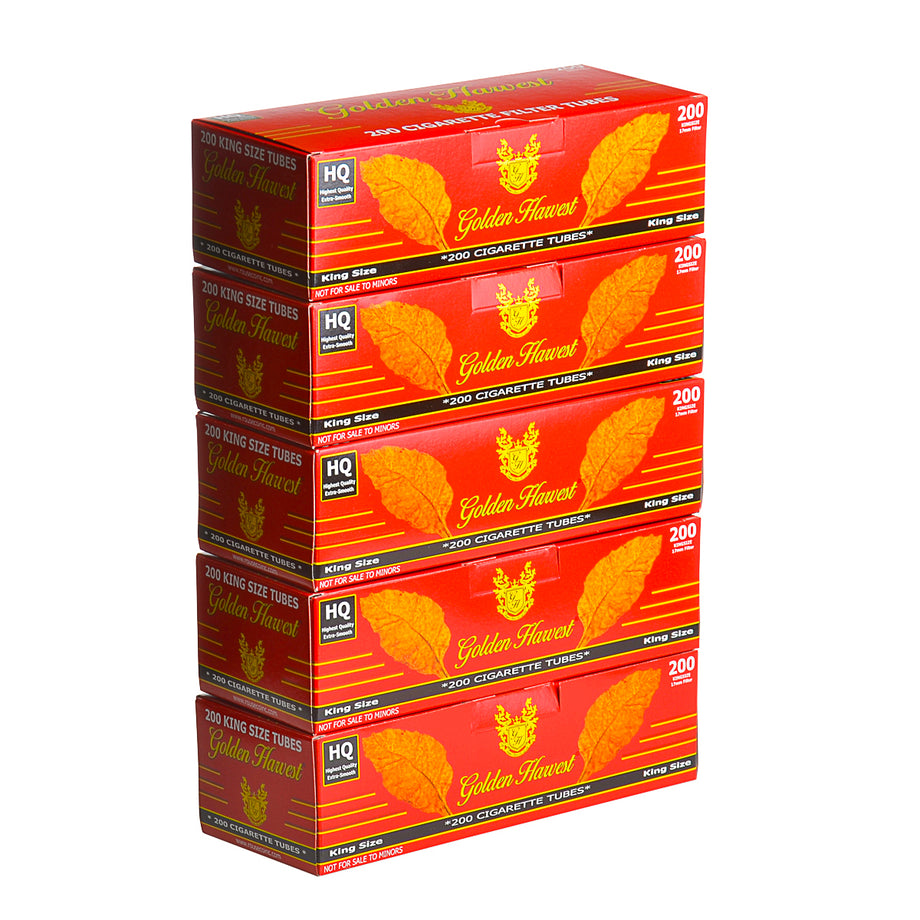 Golden Harvest Filter Tubes King Size Full Flavor 5 Cartons of 200