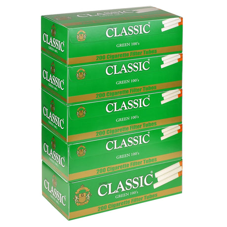 Classic Filter Tubes 100mm Menthol (Green) 5 Cartons of 200 1