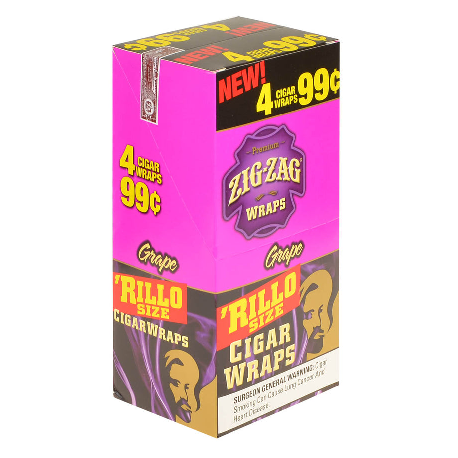 Zig Zag Rillo Size Grape Cigar Wraps, 4 for 99 Cents