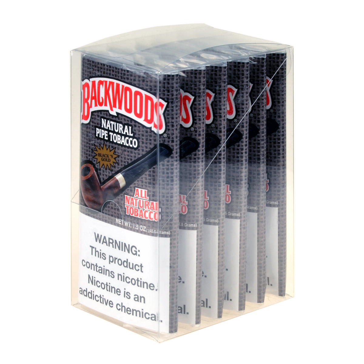 Backwoods Pipe Tobacco Black & Gold 1.5 Oz Pack of 6 1